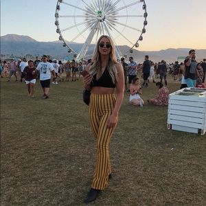 Urban Outfitters Yellow Striped Flare Pants